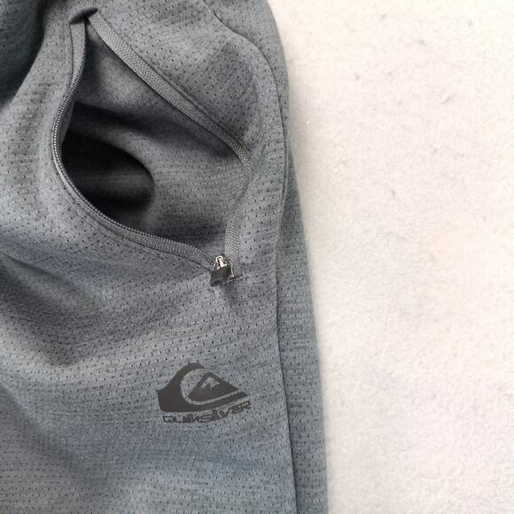 Quiksilver Gray Fleece Lined Sweatpants Men's S Elastic Waist Zip Pockets Jogger - Picture 5 of 10